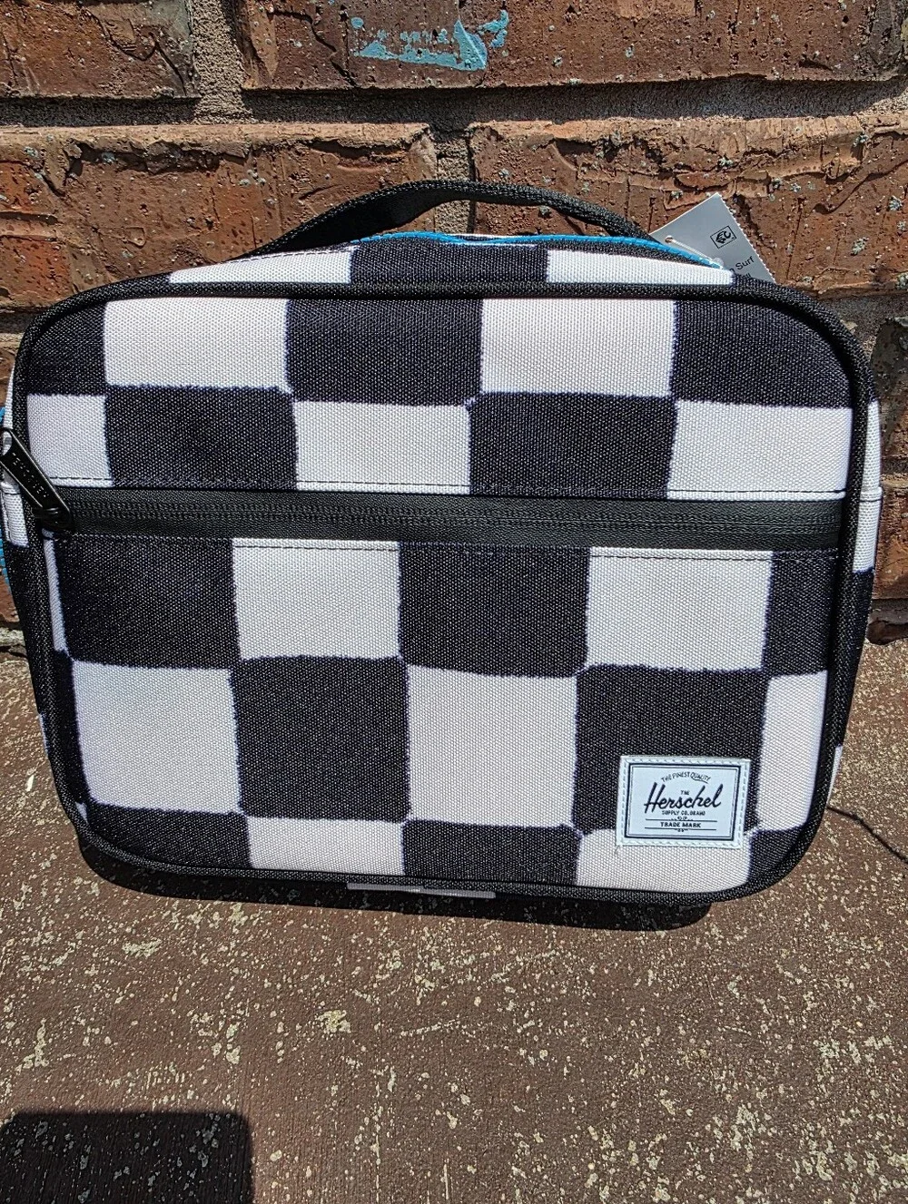 Herschel Supply Company Black and White Checkerboard Check This Surf Lunch Bag